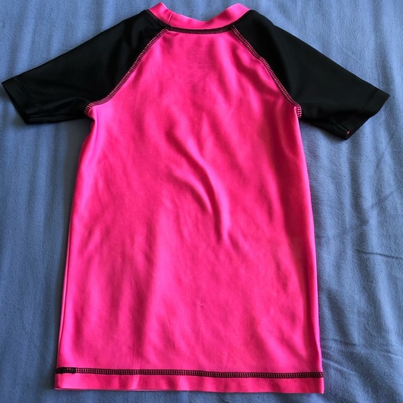 George Girls Size 5 Swim Top Short Sleeve Rashguard Pink/Black - Picture 3 of 3